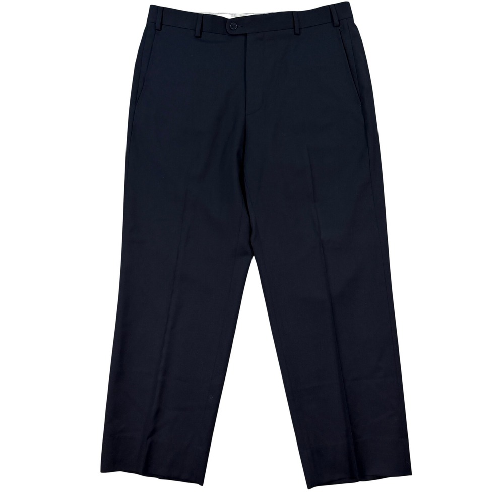 Zanella Mens 35x28 Todd Dress Pants Navy Wool Flat Front Made in Italy Recent